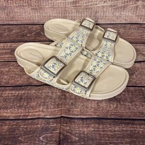 Madden Girl Women Cream Daisy Floral Buckle Slide Sandals Size 10 M ARBOR-NUT